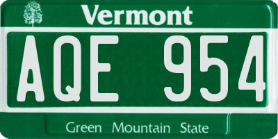 VT license plate AQE954