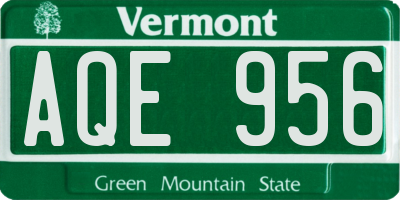 VT license plate AQE956