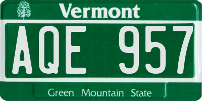 VT license plate AQE957
