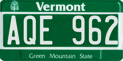 VT license plate AQE962