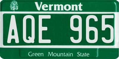 VT license plate AQE965