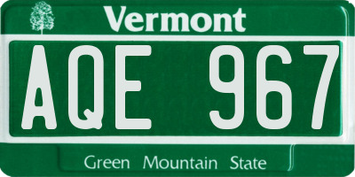 VT license plate AQE967