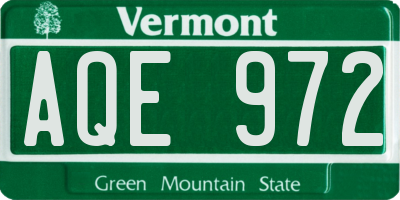 VT license plate AQE972