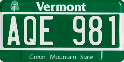 VT license plate AQE981