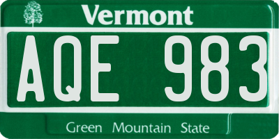 VT license plate AQE983
