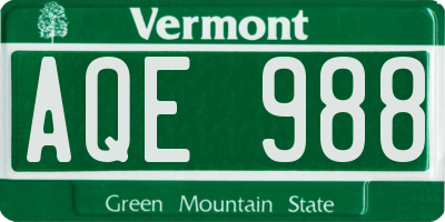 VT license plate AQE988