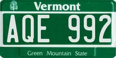 VT license plate AQE992