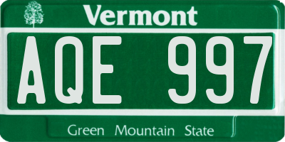 VT license plate AQE997