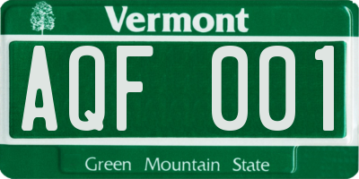 VT license plate AQF001