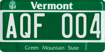 VT license plate AQF004