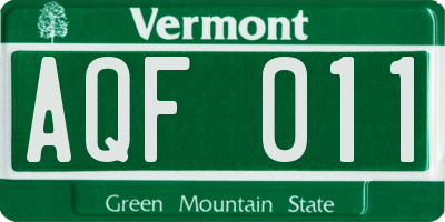 VT license plate AQF011