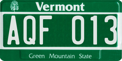 VT license plate AQF013