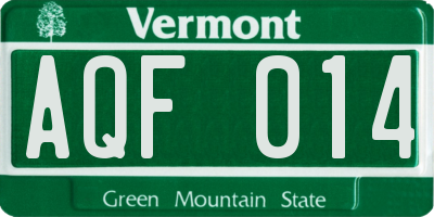 VT license plate AQF014
