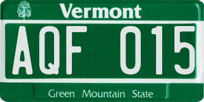 VT license plate AQF015