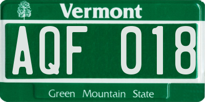 VT license plate AQF018