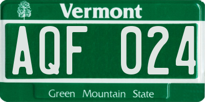 VT license plate AQF024