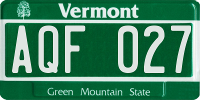 VT license plate AQF027