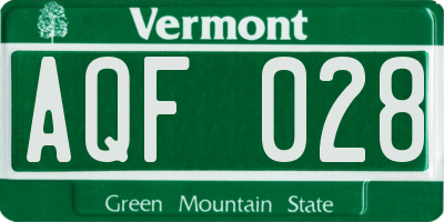 VT license plate AQF028