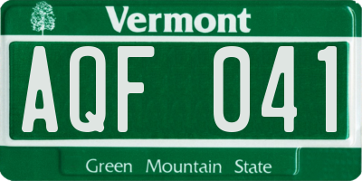 VT license plate AQF041