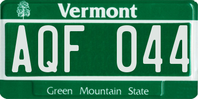 VT license plate AQF044