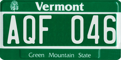 VT license plate AQF046