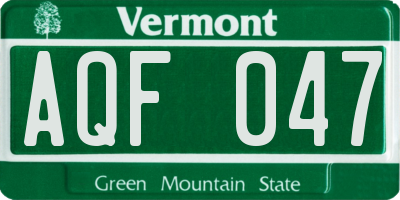 VT license plate AQF047