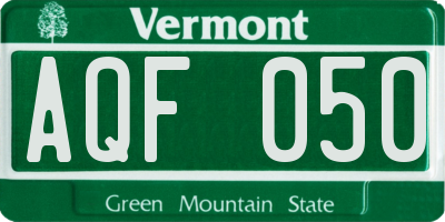 VT license plate AQF050