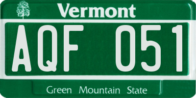VT license plate AQF051