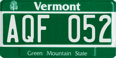 VT license plate AQF052