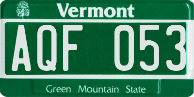 VT license plate AQF053