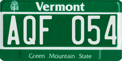 VT license plate AQF054