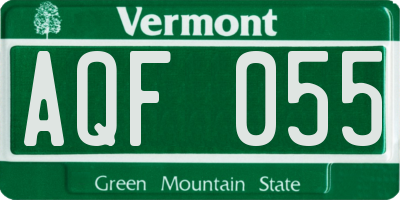 VT license plate AQF055