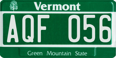 VT license plate AQF056