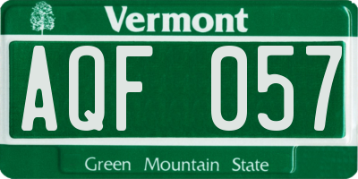 VT license plate AQF057
