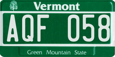 VT license plate AQF058
