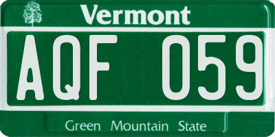 VT license plate AQF059