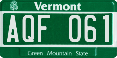 VT license plate AQF061