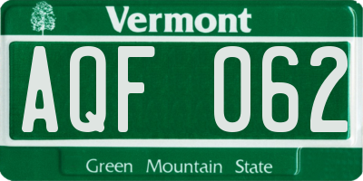 VT license plate AQF062