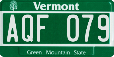 VT license plate AQF079