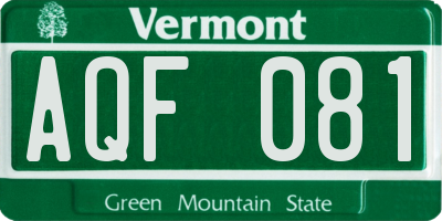 VT license plate AQF081