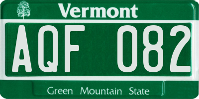 VT license plate AQF082