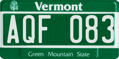 VT license plate AQF083