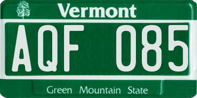 VT license plate AQF085