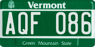 VT license plate AQF086