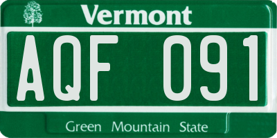 VT license plate AQF091