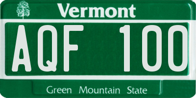 VT license plate AQF100