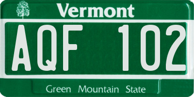 VT license plate AQF102
