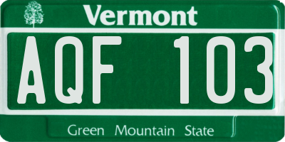 VT license plate AQF103