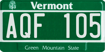 VT license plate AQF105