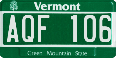 VT license plate AQF106